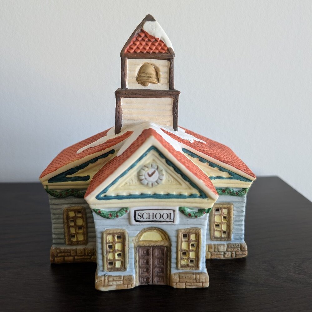 Collins Holiday Expressions Porcelain School Light Up Christmas Village